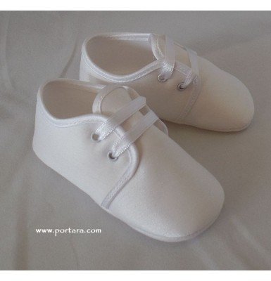 White or Ivory Low Cut Silk Fashion Christening Baptism Shoes for Your Baby Boy