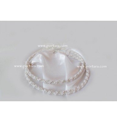 Adorable White Rope Embroidered Wedding Crowns Stephana with Pearls