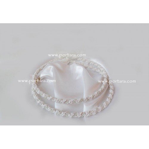 Adorable White Rope Embroidered Wedding Crowns Stephana with Pearls