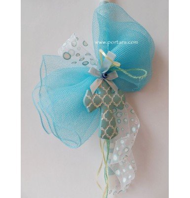 Baby Blue Cross Ornament Easter Candle ~ Lambatha