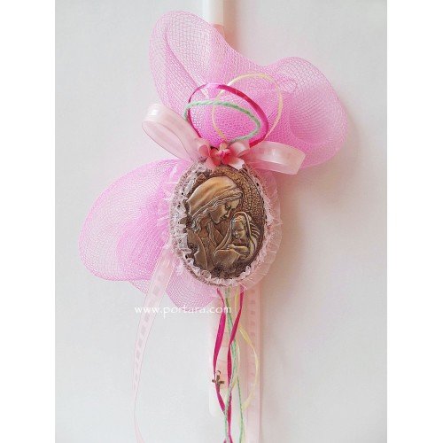 Baby Pink Silver Plated Icon ~ Easter Candle ~ Lambatha