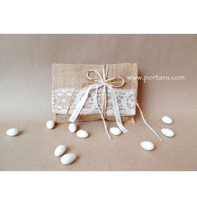 Lace and Burlap Envelope Wedding Favor