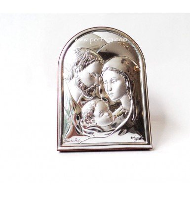 Holly Family Silver on a Mahogany Icon Gift Idea