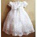 Stunning Off White Hand Embroidery Lace Baby Girl Christening Long Dress