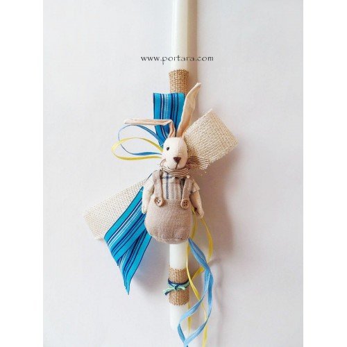 Vintage Bunny Baby Boy Easter Candle ~ Labatha