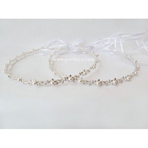 Silver and Pearls Wedding Crowns ~ Stephana