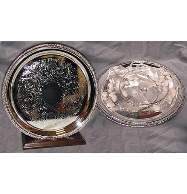 Tray with Scroll Design Border ~ Stainless Steel