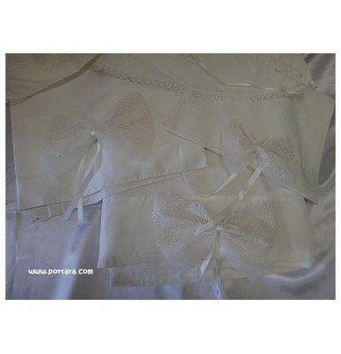 Embroidered Luxurious Ecrou Girls Baptism Set -Lathopana Embroidered Luxurious Ecrou Girls Baptism Set -Lathopana