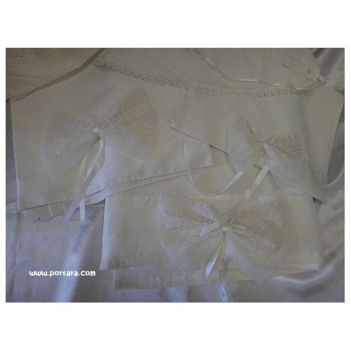 Embroidered Luxurious Ecrou Girls Baptism Set -Lathopana