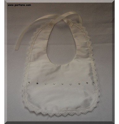 Dupioni Silk Baptismal Bib with Swarovski Crystals and Headband