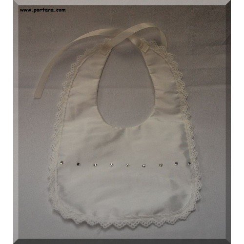 Dupioni Silk Baptismal Bib with Swarovski Crystals and Headband