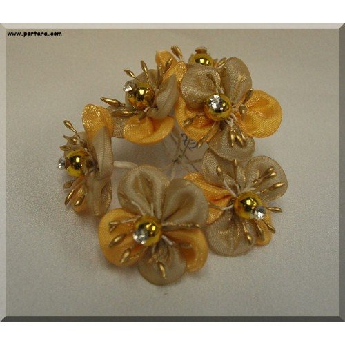 Golden Silk Flowers with Pearl Centers