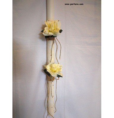 Stylish Floral Medley Baptism Candle with Swarovski Crystals ~ Lambatha