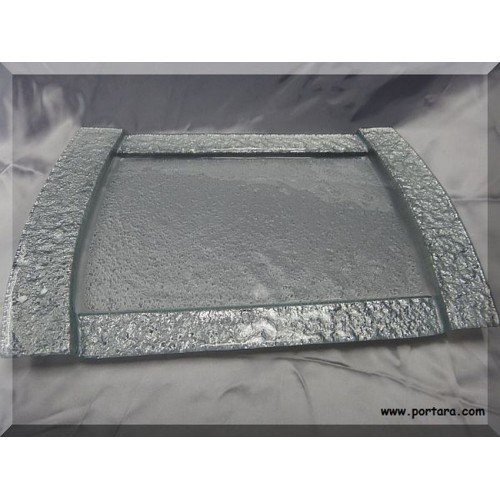 Stunning Silver Band Tray with Rectangular Shape