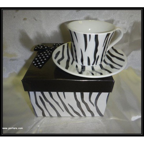  Stylish Black and White Zebra Porcelain Espresso Coffee Cups Favor Idea