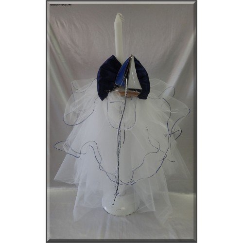 Blue Waves Christening Baptism Candle  
