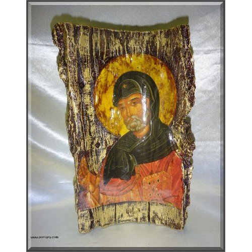 Saint Dionysios Icon on Real Bark ~ "The Saint of Forgiveness"