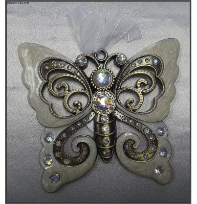 Dazzling Metal Hanging Butterfly w/Crystal Accents