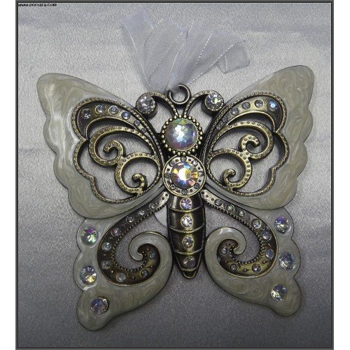 Dazzling Metal Hanging Butterfly w/Crystal Accents