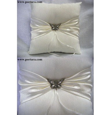 Glamorous Silver Butterfly Ring Pillow