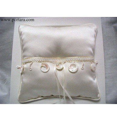 Seashell Ivory Satin Ring Pillow