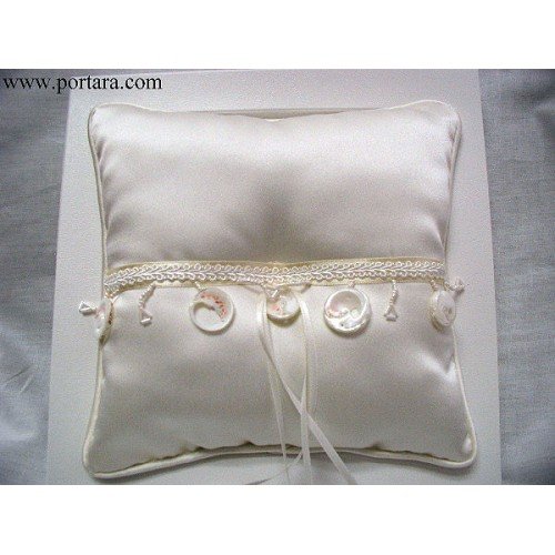 Seashell Ivory Satin Ring Pillow