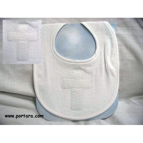 Baby Boy Baptismal Bib with Cross