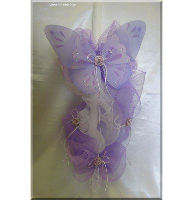 Fabulous Butterfly Beauty Christening Baptism Candle ~ Lambatha Vaftisis