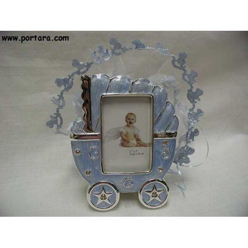 Blue Baby Carriage Frame Baby Shower Favor