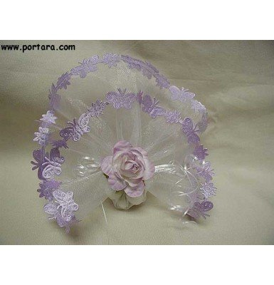 Organdy Circle with Satin Lavender Butterfly Border