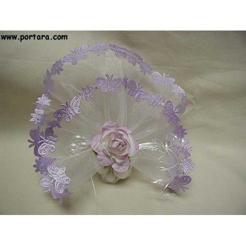 White Organdy Circle with Satin Butterfly Border
