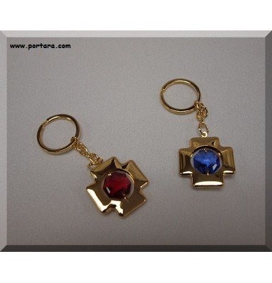 24K Gold Plated Cross Keychains with Austrian Crystals Favor Gift Idea