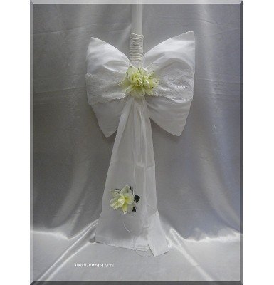 White Beauty Christening Baptism Candles with Swarovski Crystals