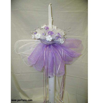 Lavender Silk Lilies Wedding Candles ~ Lambades