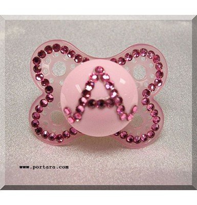 Light Pink Pacifier with Swarovski AB Crystals 