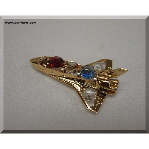 24K Gold Plated Space Shuttle with Austrian Crystals Gift Favor Idea