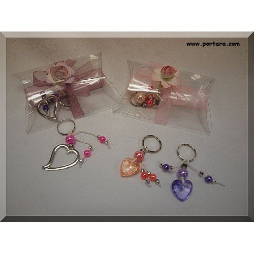 Lovely Worry Beads Hearts with Pearls Key Chains Gift Favors