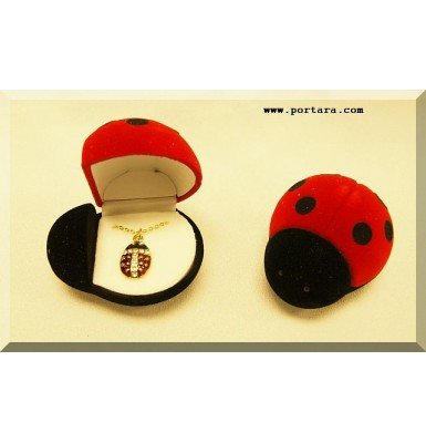 Ladybug Pendant Inside Velour Keepsake Box 