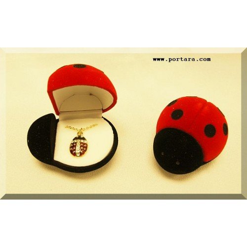 Ladybug Pendant Inside Velour Keepsake Box 