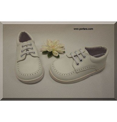 Adorable Boys White Leather Shoes with Simple Design