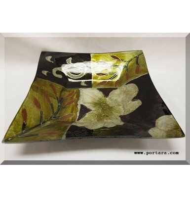 Luxurious Handpainted Murano Square Gold Design Gift Centerpiece Luxurious Handpainted Murano Square Gold Design Gift Centerpiece