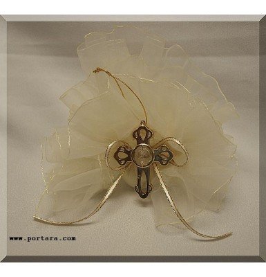 Bomboniere Favor with Gold Cross Hanging Ornament