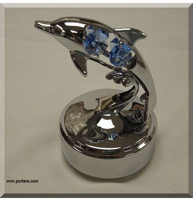Large Dolphin Chrome Plated Music Box Gift Favor Large Dolphin Chrome Plated Music Box Gift Favor