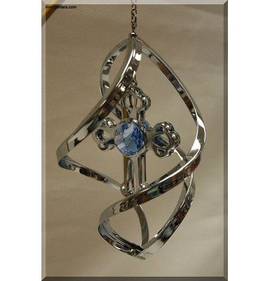 Cross Chrome Plated Classic Spiral Hanging Ornament Favor