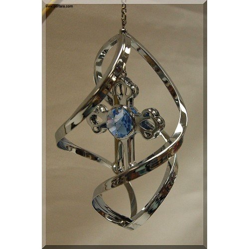 Cross Chrome Plated Classic Spiral Hanging Ornament Favor