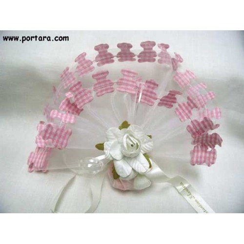 Baby Pink Gingham Teddy Bear Favor Bomboniere