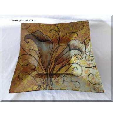 Luxurious Handpainted Murano Square Bowl with Leaf Design Gift Luxurious Handpainted Murano Square Bowl with Leaf Design Gift