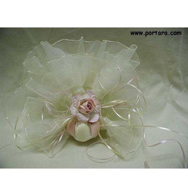 Fancy Girls Ivory Organdy Circles with Thin Satin Ruffle Edges Baptism Favor