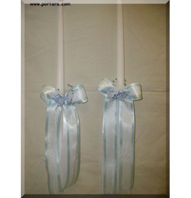 Organdy Beauty Wedding Candles for the Bride and the Groom