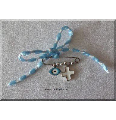 Blue and White Safety Pin Christening Witness Pins Martyrika